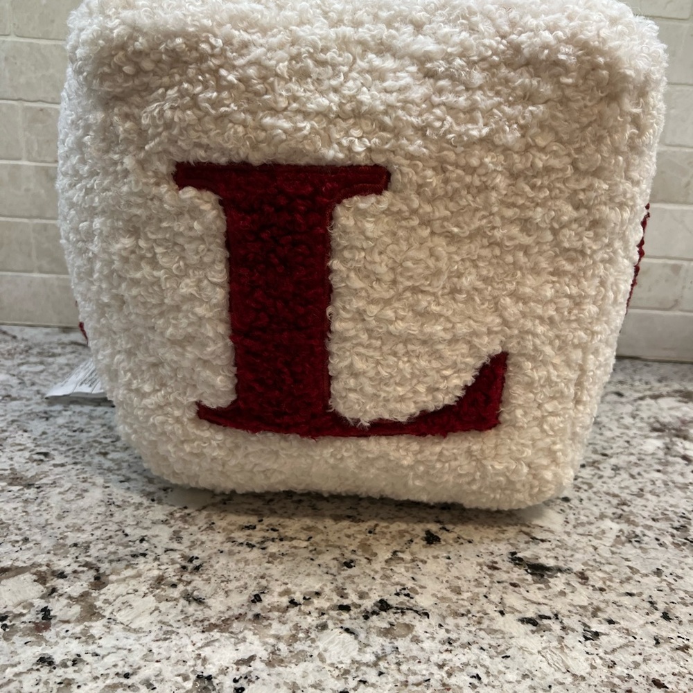 Pottery Barn White and Red Accent Pillow